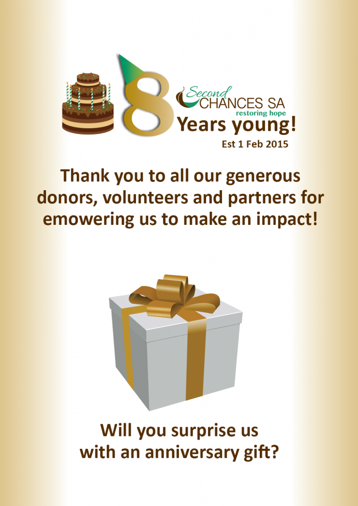 Second Chances SA is 8 Years Young.